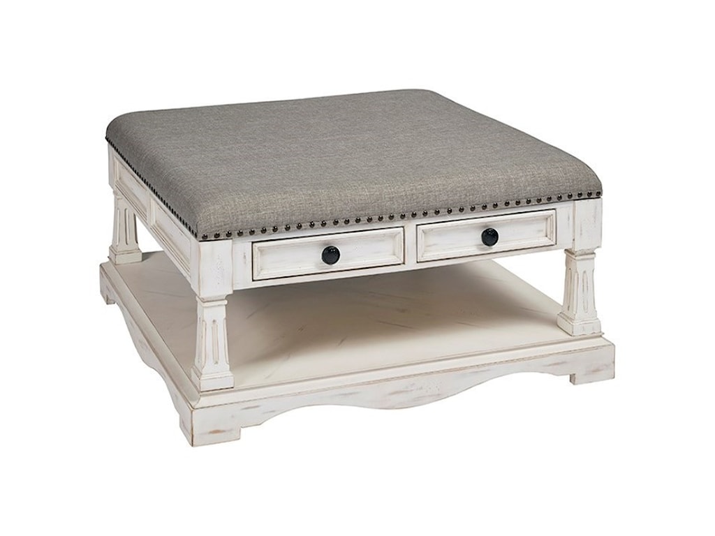 Progressive Furniture Belhamy Park Farmhouse Square Upholstered Cocktail Table With Nailhead Trim Find Your Furniture Cocktail Coffee Tables