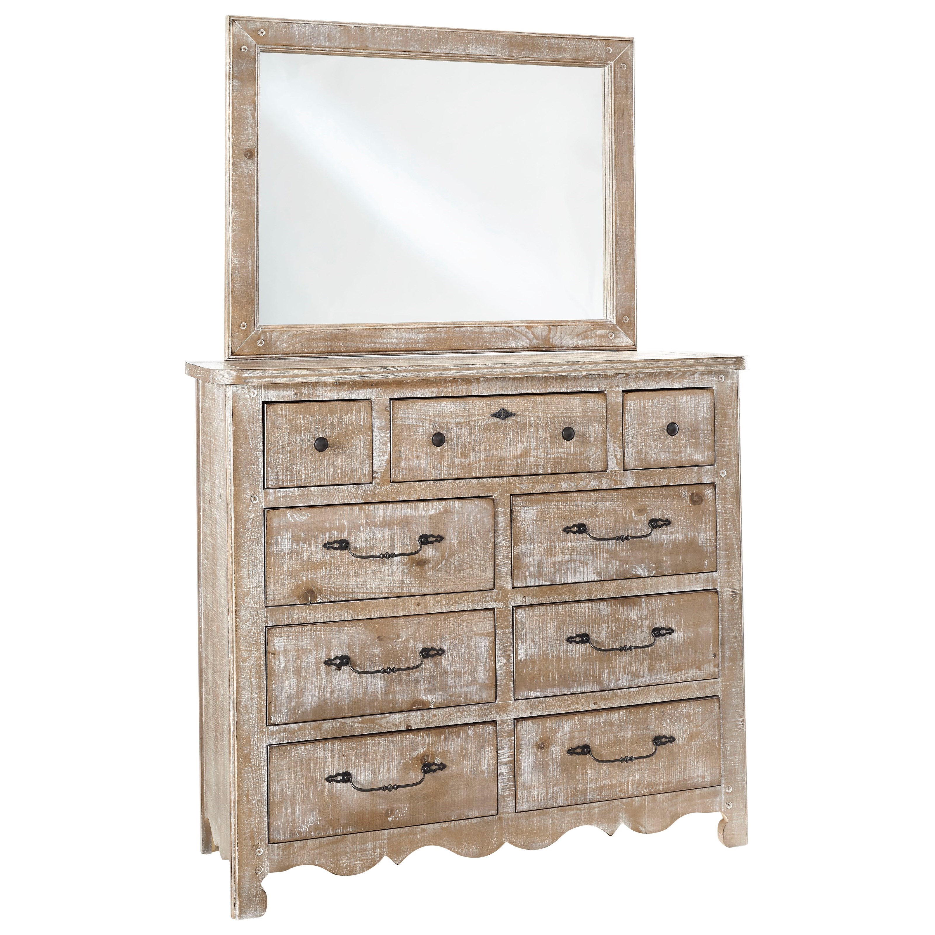 Progressive Furniture Chatsworth Cottage Distressed Pine 9 Drawer