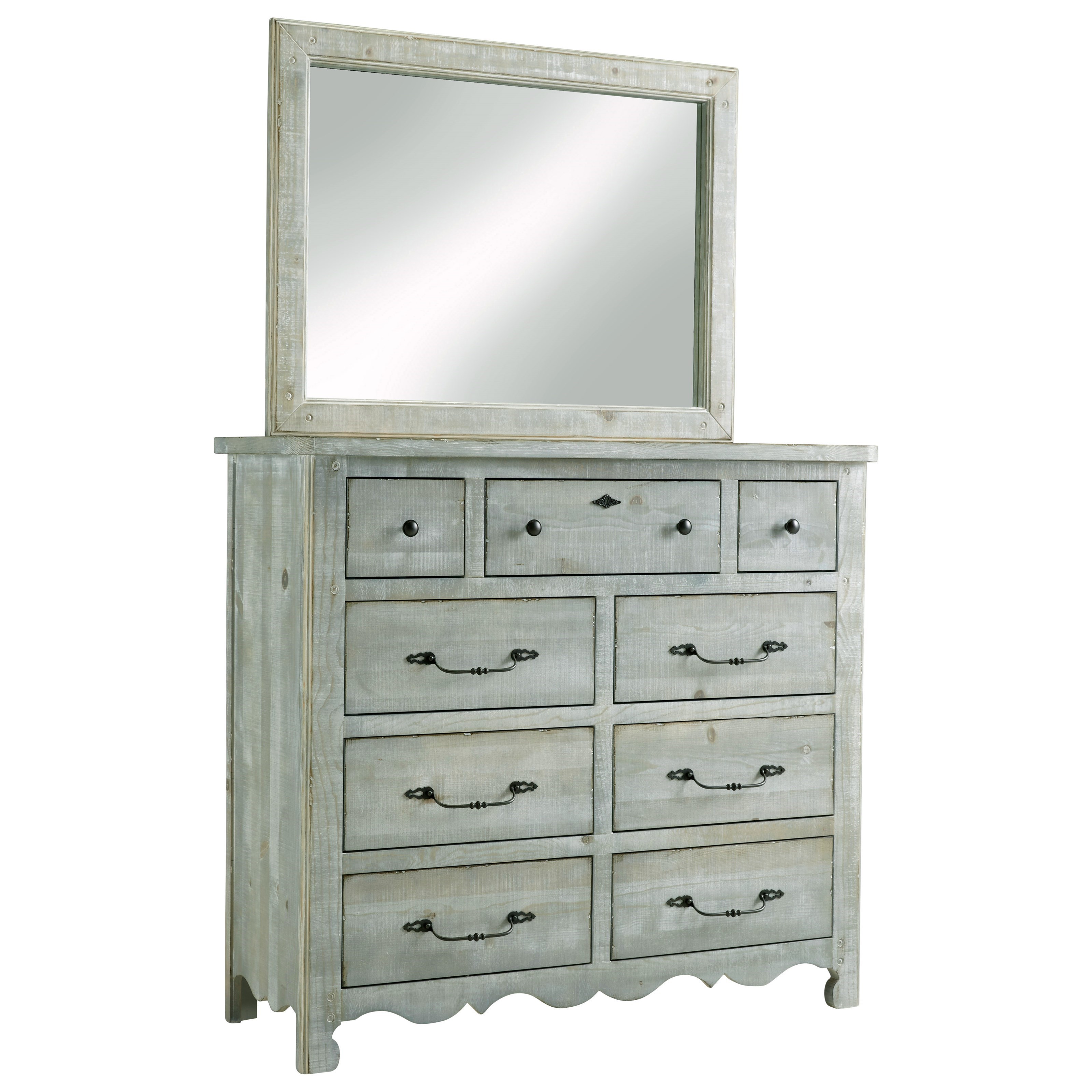 Progressive Furniture Chatsworth Cottage Distressed Pine 9 Drawer