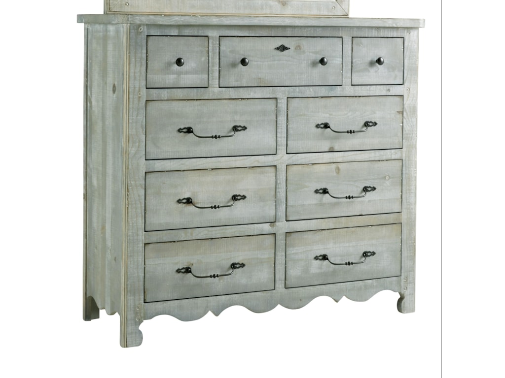 Progressive Furniture Chatsworth Cottage Distressed Pine 9 Drawer