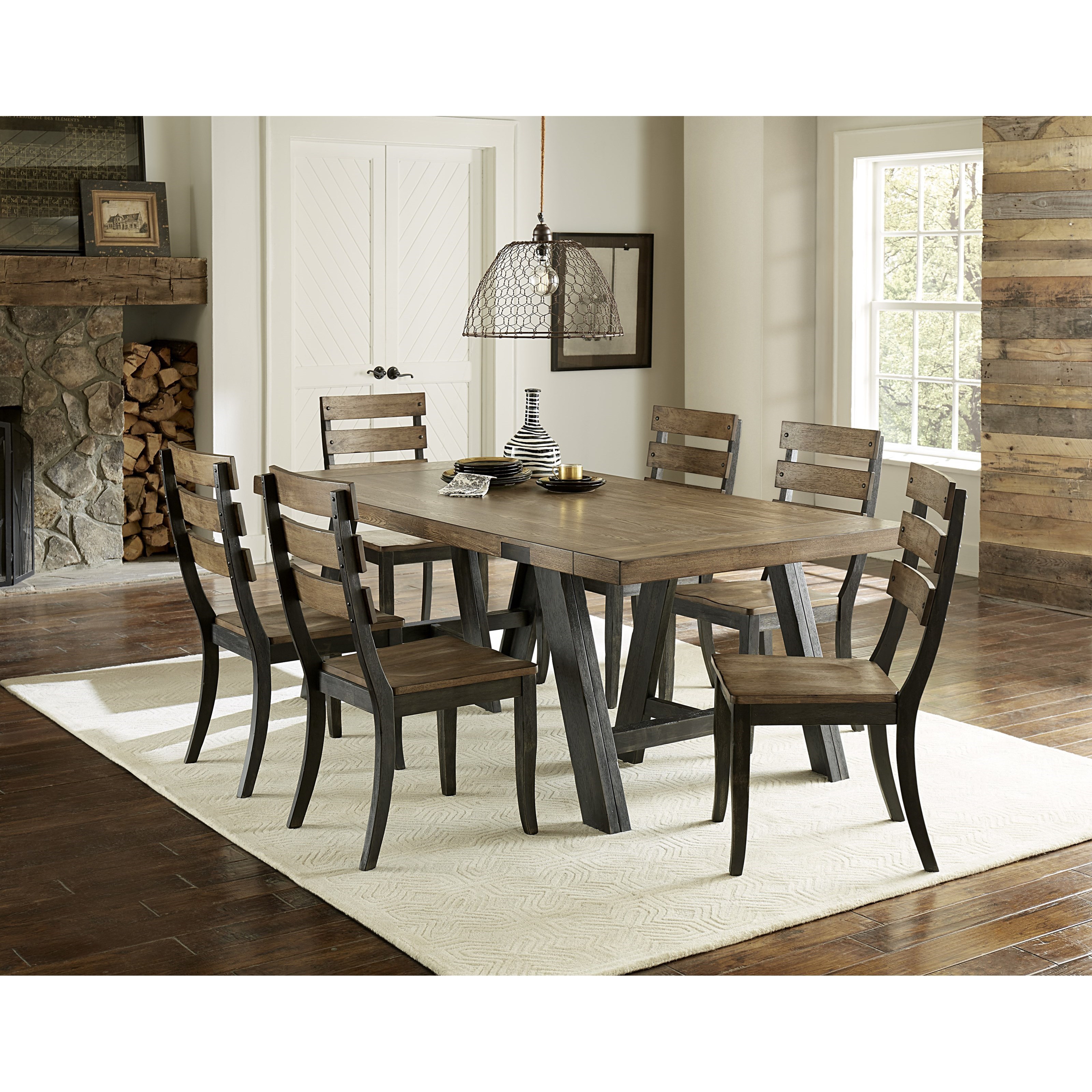 Progressive Furniture Klondike Modern Rustic 7 Piece Table And
