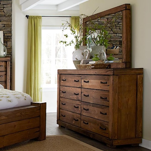 Progressive Furniture Maverick Rustic 8 Drawer Dresser & Mirror Progressive Furniture Maverick Rustic 8 Drawer Dresser & Mirror