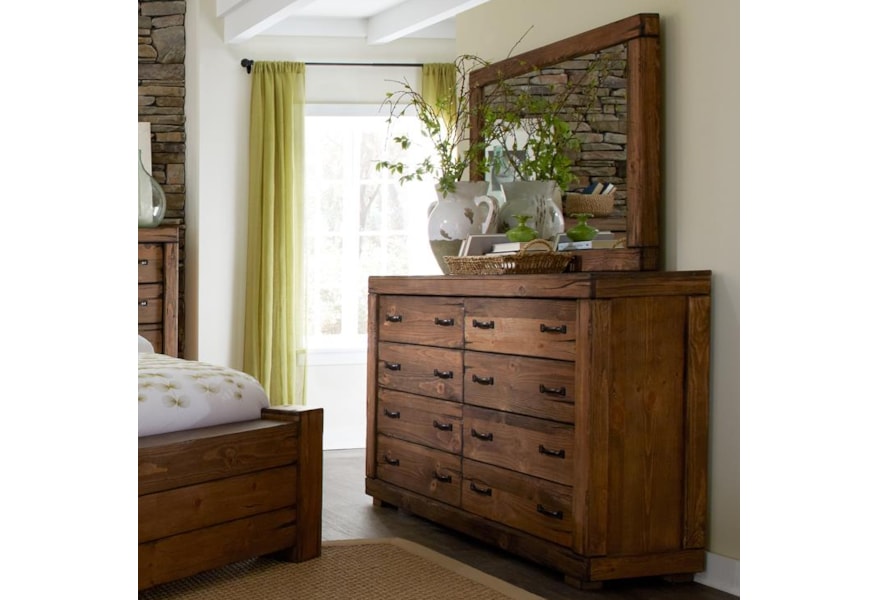Progressive Furniture Maverick Rustic 8 Drawer Dresser Mirror