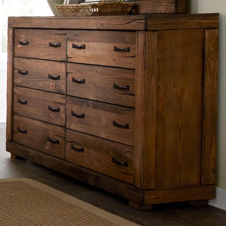 Progressive Furniture Maverick Rustic 8 Drawer Dresser Mirror