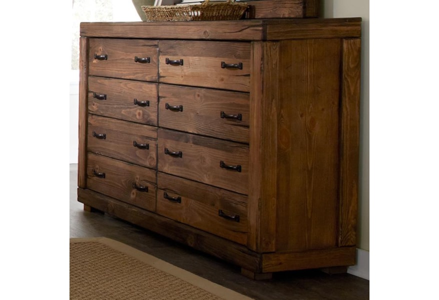Progressive Furniture Maverick Rustic 8 Drawer Dresser Mirror