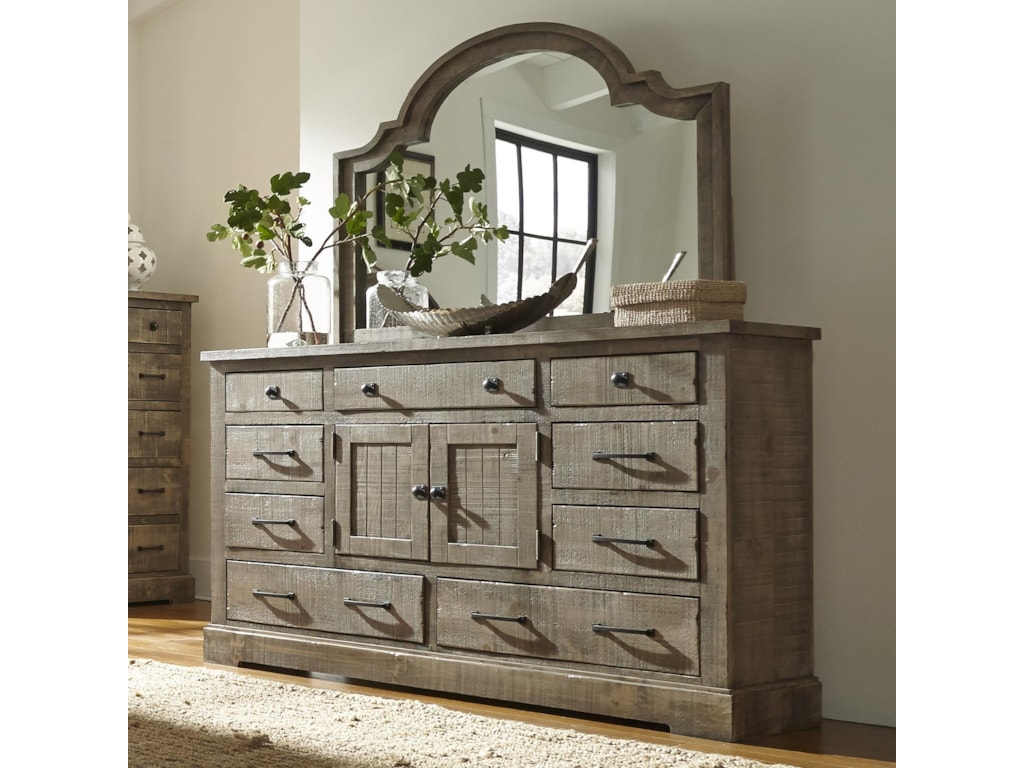 Progressive Furniture Meadow Rustic Pine Door Dresser With 6