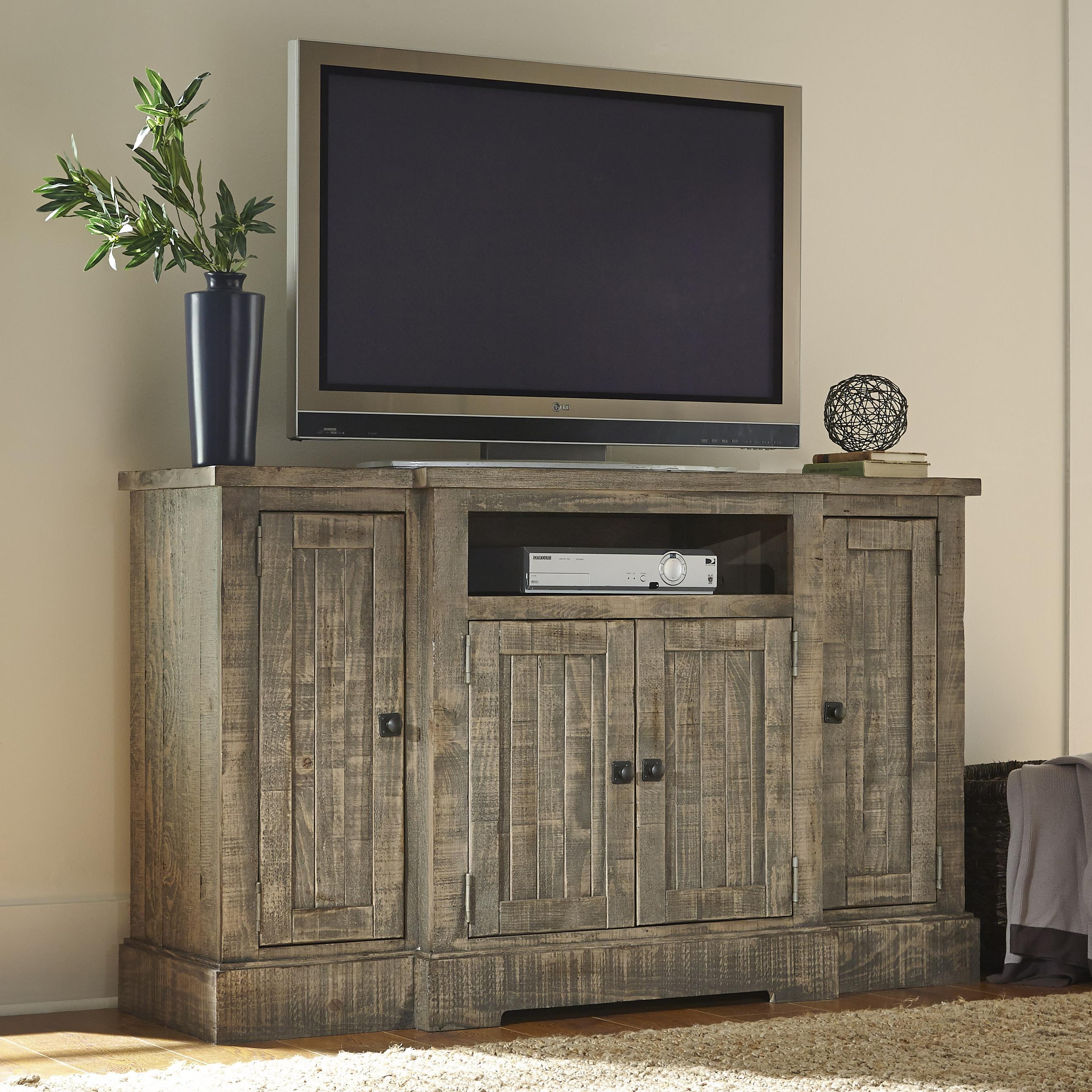 threshold weathered pine tv stand