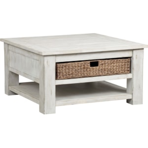 Progressive Furniture T476 Farmhouse Square Cocktail Table With Seagrass Baskets Wayside Furniture Cocktail Coffee Tables