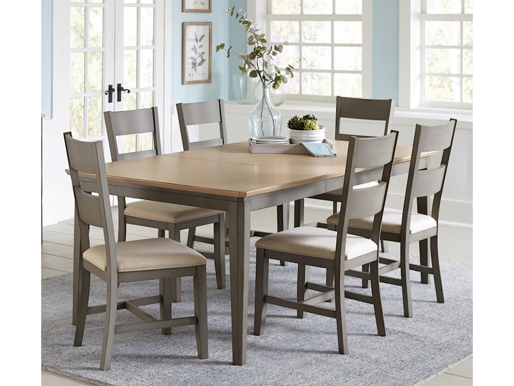 Progressive Furniture Toronto Transitional 7 Piece Table And Chair Set With Butterfly Leaf Wayside Furniture Dining 7 Or More Piece Sets