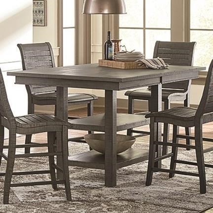 Progressive Furniture Willow Dining Distressed Finish Rectangular Counter Height Table With 2 Shelves Wayside Furniture Pub Tables