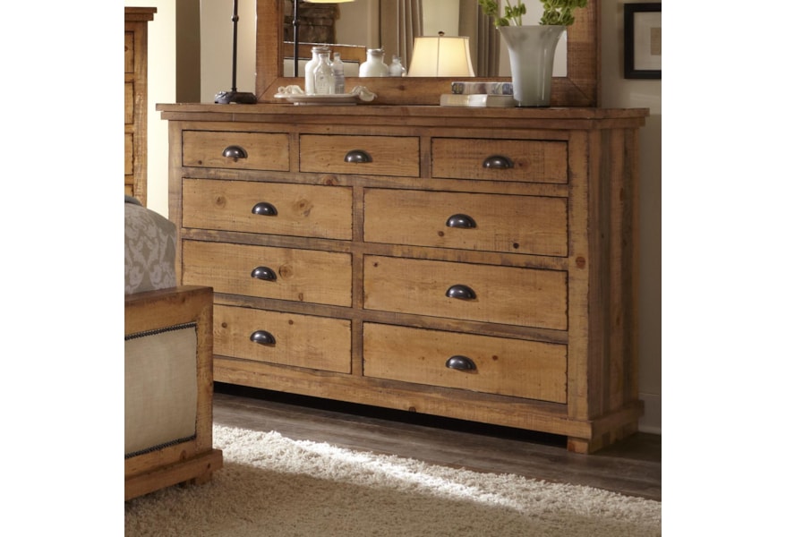 Progressive Furniture Willow Distressed Pine Drawer Dresser