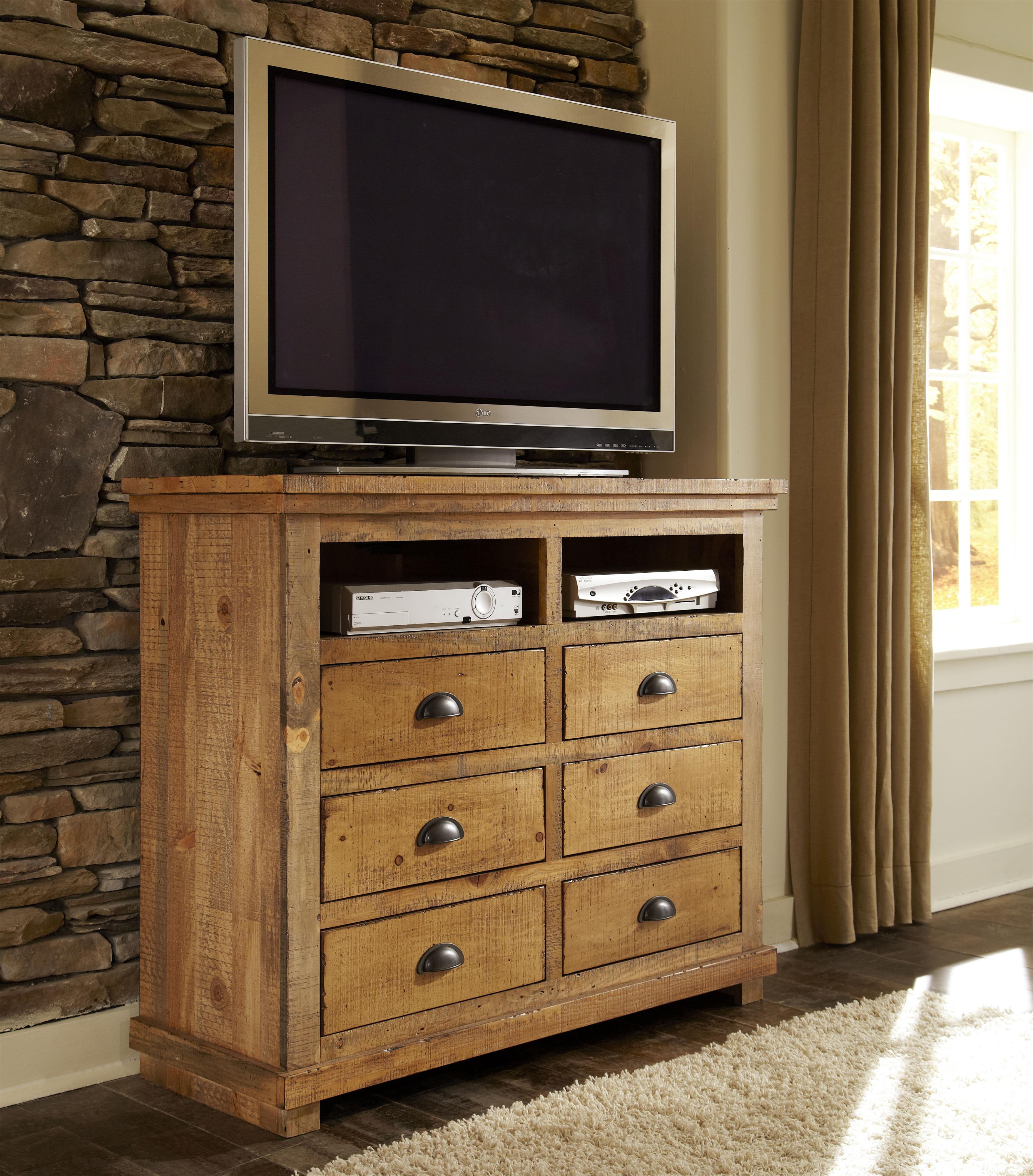 Progressive Furniture Willow Distressed Pine Media Chest Ahfa