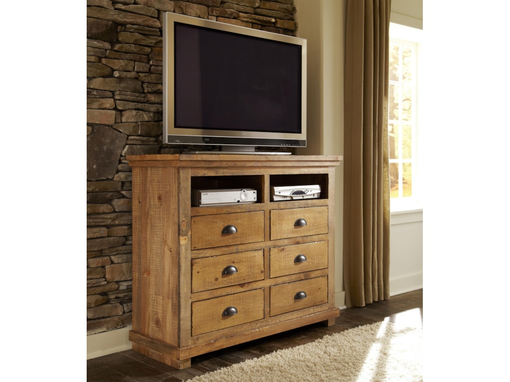 Progressive Furniture Willow Distressed Pine Media Chest Ahfa