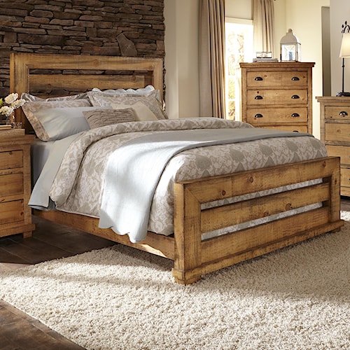 progressive furniture willow queen slat bed with distressed pine