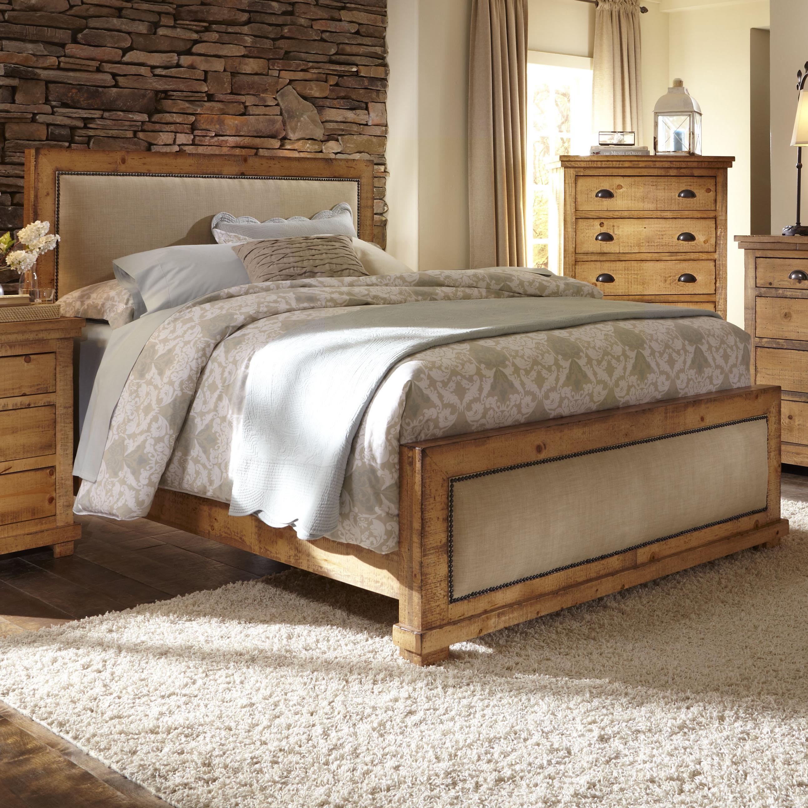 Progressive Furniture Willow King Upholstered Bed With Distressed