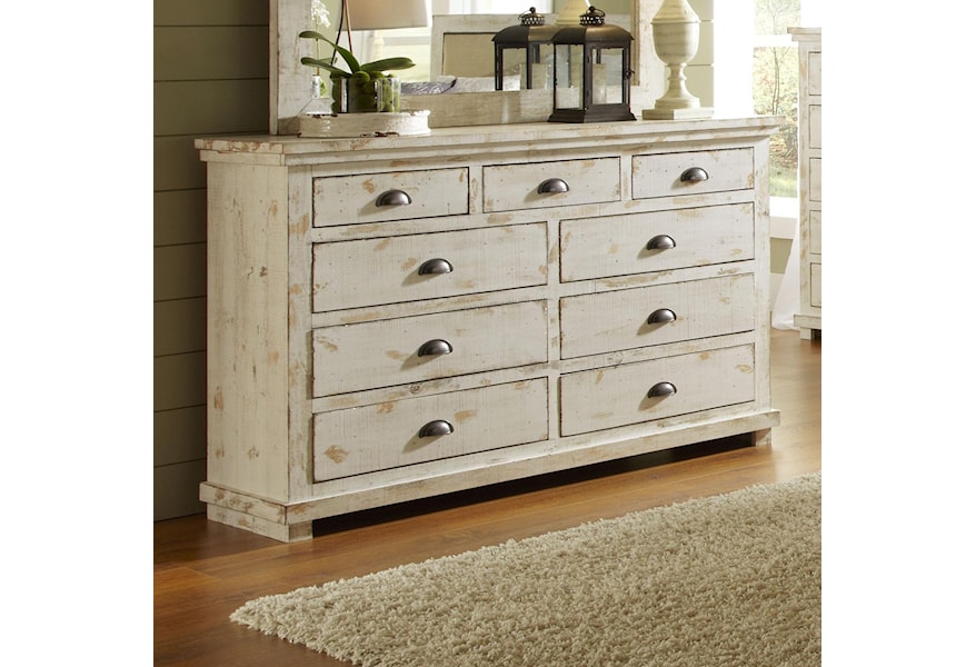 Progressive Furniture Willow Distressed Pine Drawer Dresser