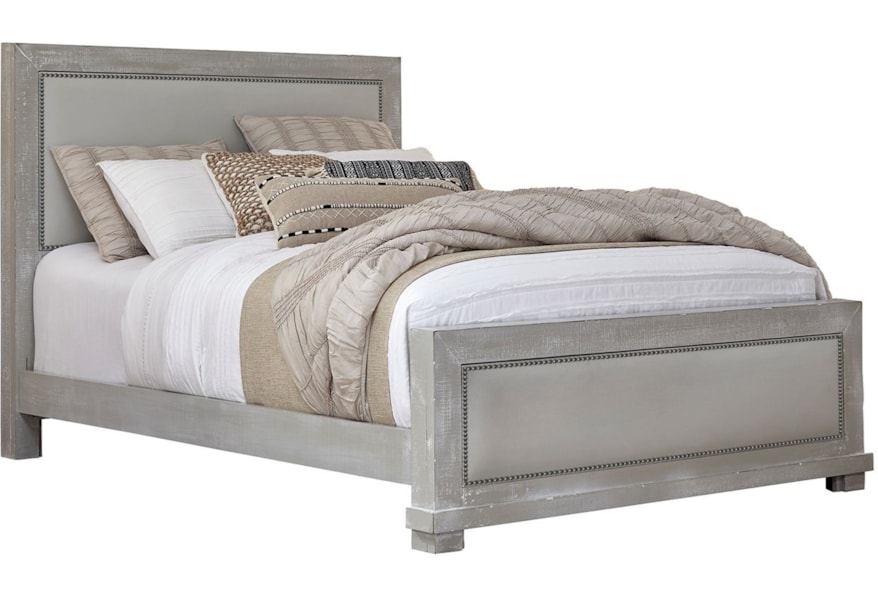 Progressive Furniture Willow P615 94 95 98 California King Upholstered Bed With Distressed Pine Frame Corner Furniture Upholstered Beds California King Pine Bed Frame