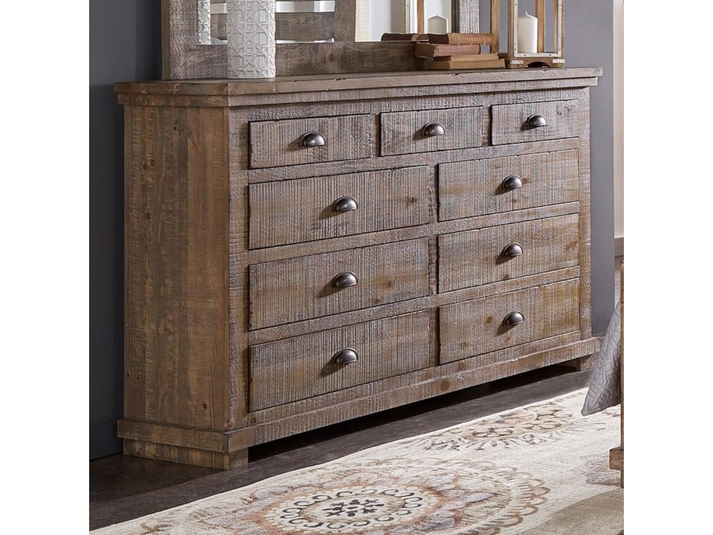 Progressive Furniture Willow Distressed Pine Drawer Dresser