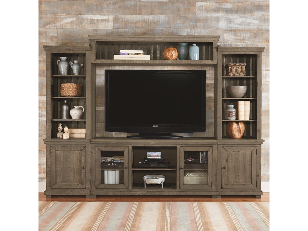 Willow Distressed Finish Wall Unit With 68 Tv Console By Progressive Furniture At Sam Levitz