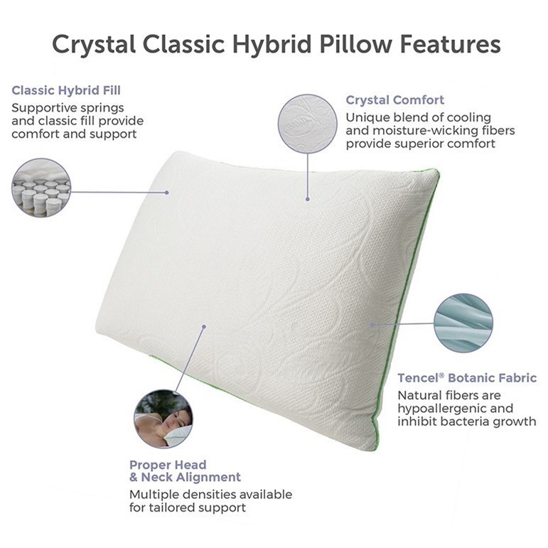 Protect A Bed Classic Crystal Hybrid Pillow Queen Medium Crystal