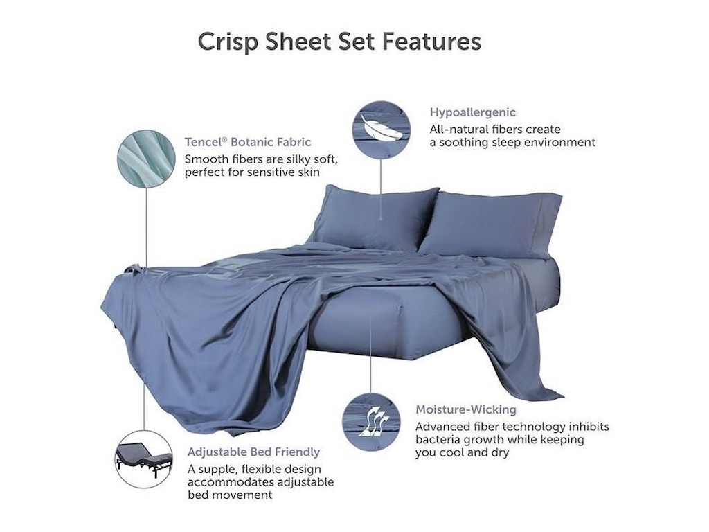 Protect A Bed Crisp Stsp159s 03 Split Cal King Crisp Tencel Lyocell Sheets Sam Levitz Outlet Bedding Sets