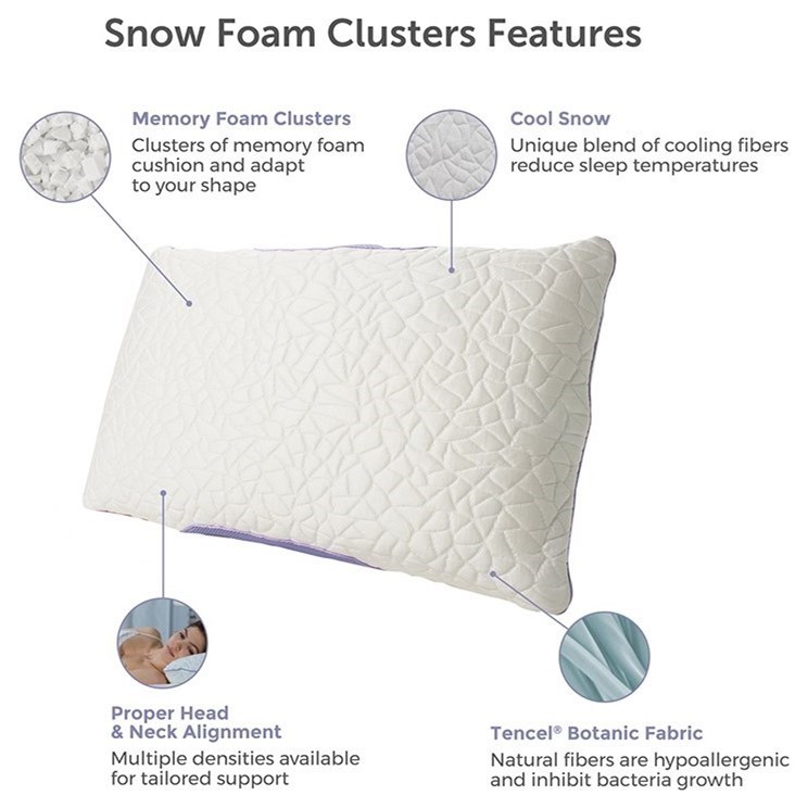 Protect A Bed Snow Foam Cluster Cooling Pillow Pstsfc72 Queen Snow