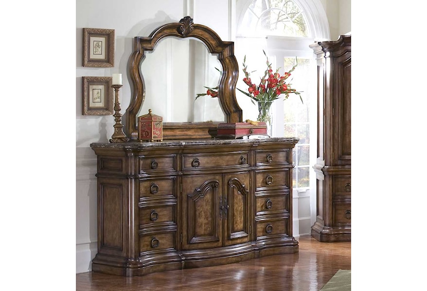 Pulaski Furniture San Mateo Nine Drawer Marble Top Dresser And