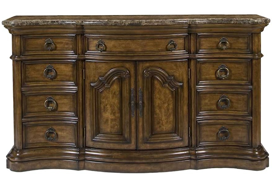 Pulaski Furniture San Mateo Nine Drawer Marble Top Dresser