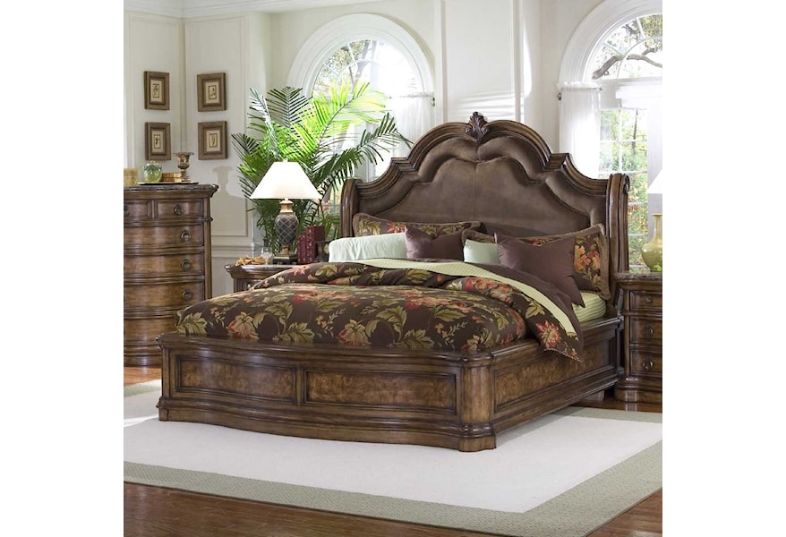 Pulaski Furniture San Mateo King Microfiber Upholstered Sleigh Bed