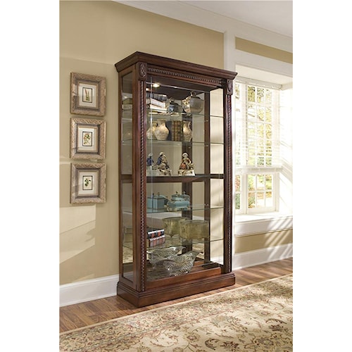 Ski Furniture Curios Medallion Cherry Two Way Sliding Door Curio Ski Furniture Curios Medallion Cherry Two Way Sliding Door Curio