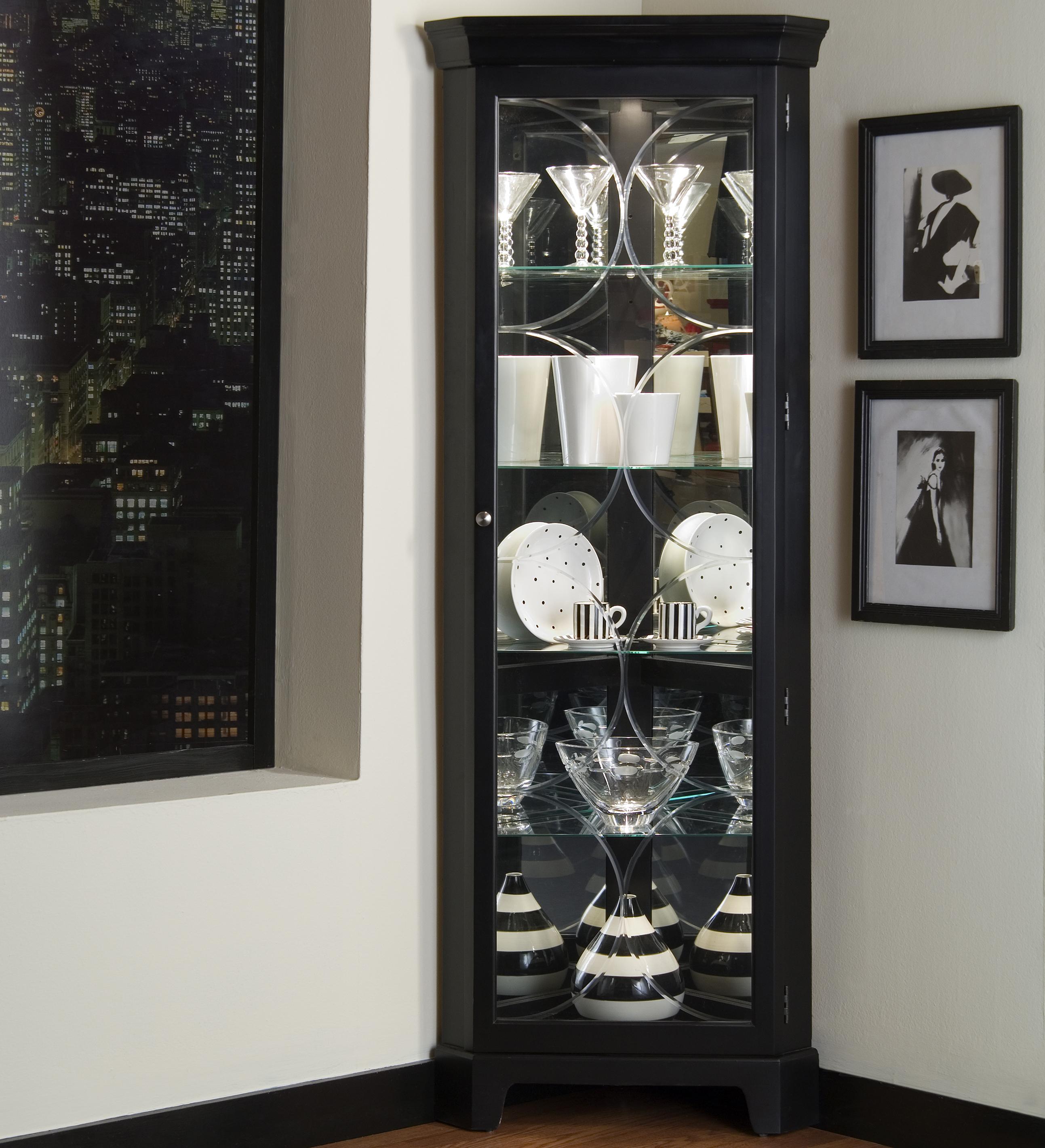 corner curio cabinet with light