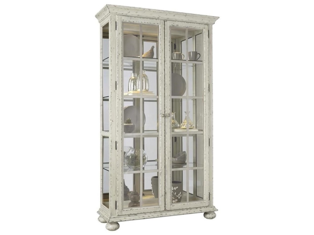 Pulaski Furniture Curios Door Curio In Heavily Distressed White