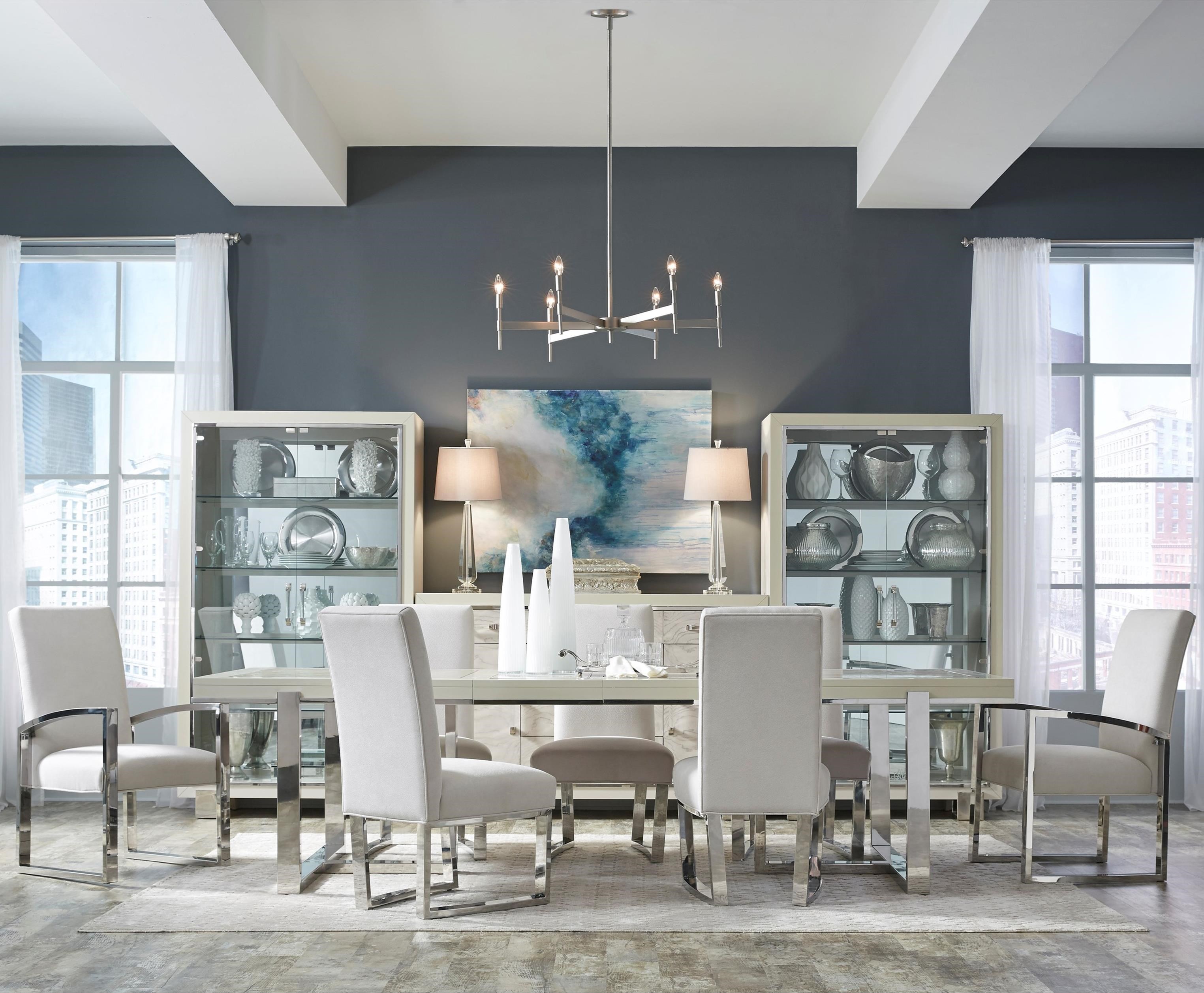 Cydney Contemporary 7 Piece Double Pedestal Table And Metal Chair Set By Pulaski Furniture At Dunk Bright Furniture