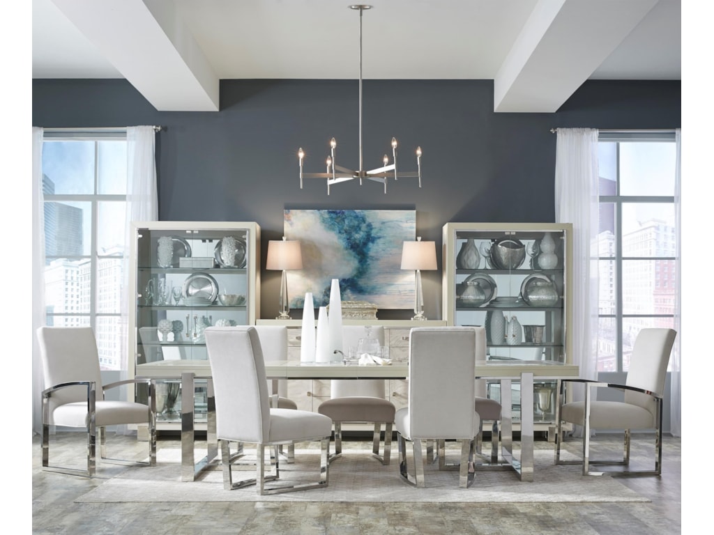 Cydney Contemporary 7 Piece Double Pedestal Table And Metal Chair Set By Pulaski Furniture At Dunk Bright Furniture