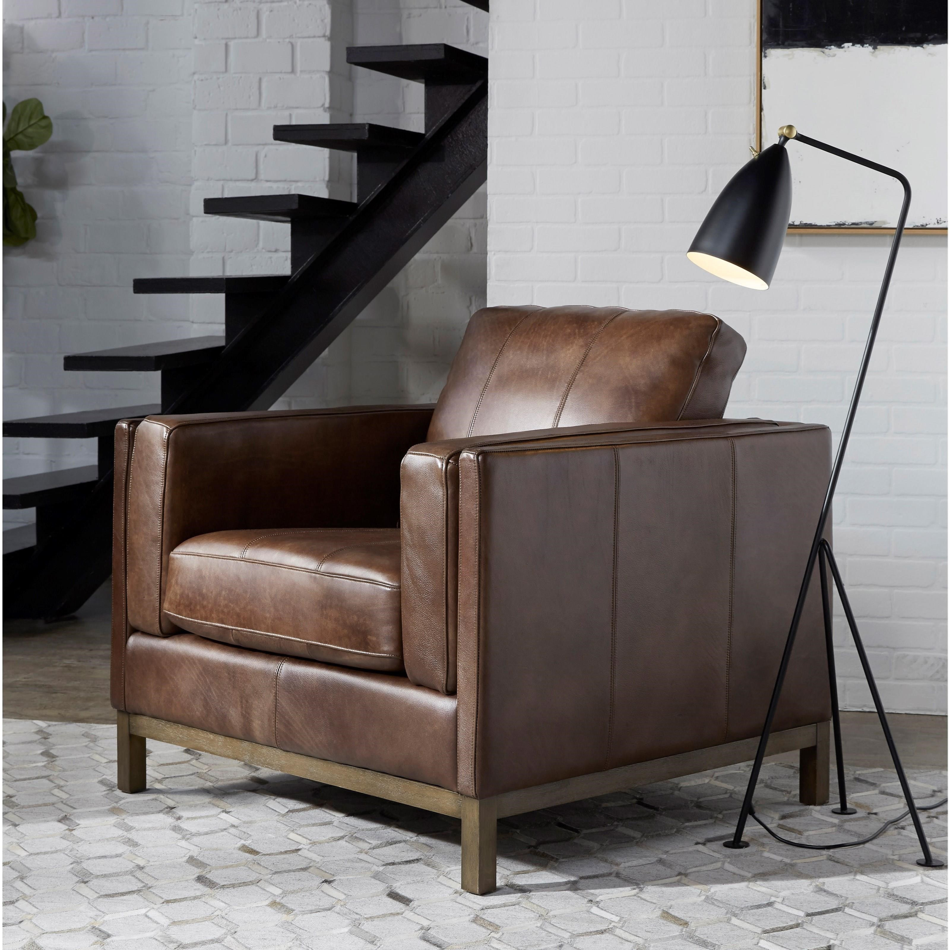 Pulaski Furniture Drake Contemporary Leather Accent Chair A1 Furniture Mattress Upholstered Chairs