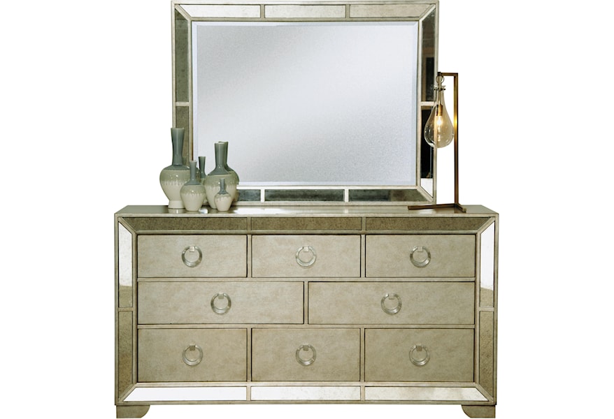 Pulaski Furniture Farrah Eight Drawer Dresser Beveled Mirror Set