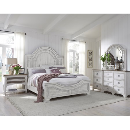 Pulaski Furniture Glendale Estates Farmhouse Queen Panel Bed With Architectural Details Dunk Bright Furniture Panel Beds