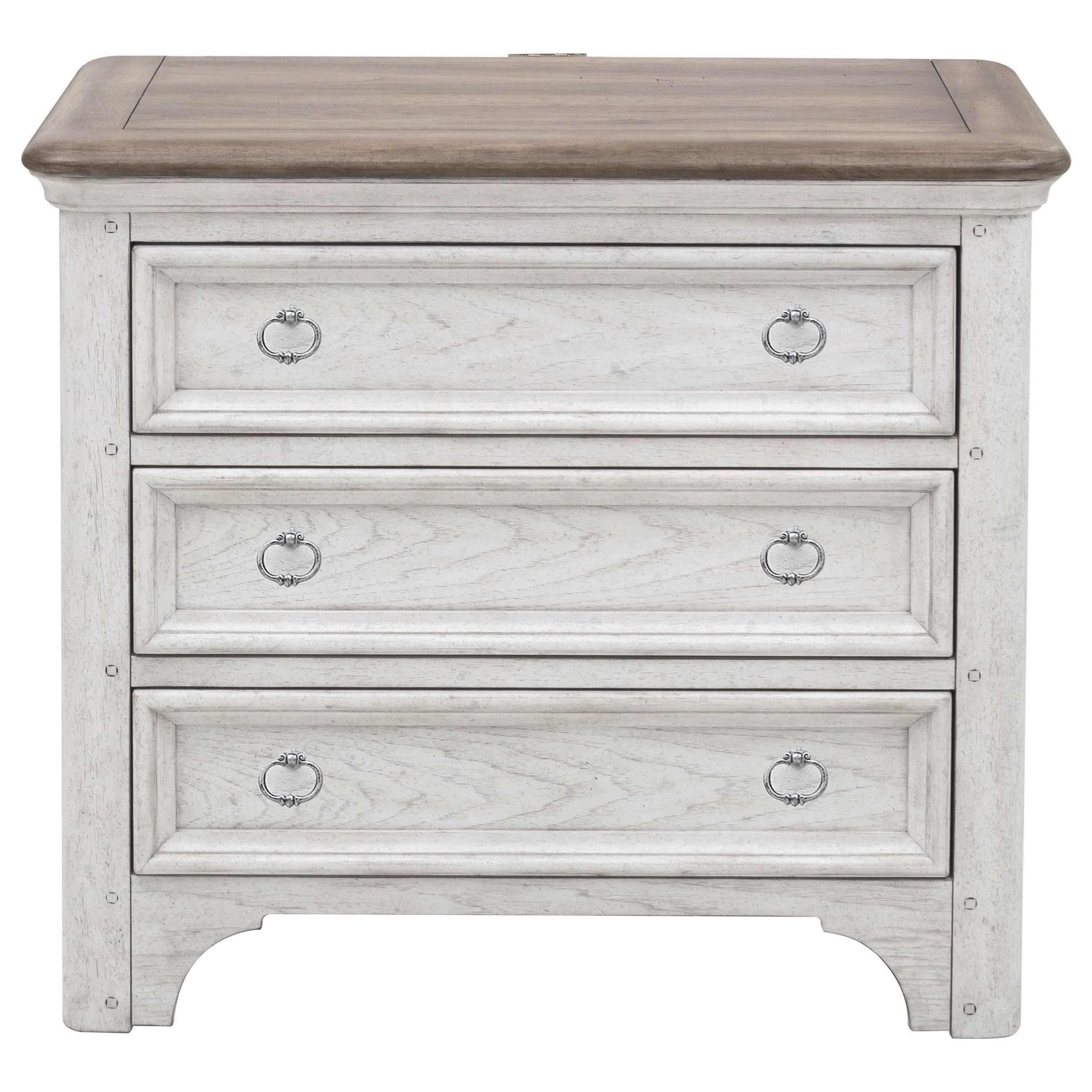 Pulaski Furniture Glendale Estates P166140 Farmhouse 3 Drawer Nightstand With Built In Usb Upper Room Home Furnishings Nightstands