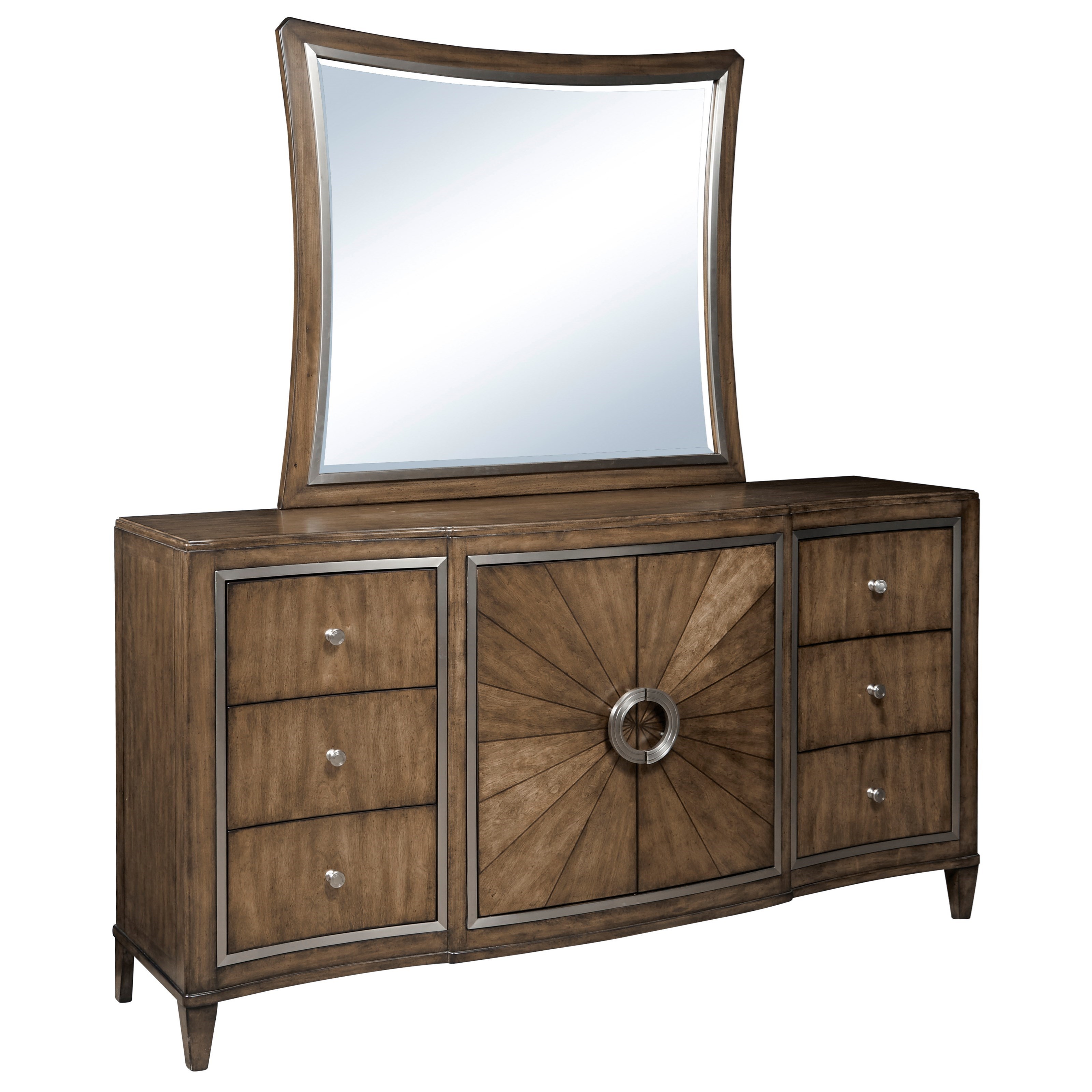 Pulaski Furniture Mystic Transitional 6 Drawer Dresser And Mirror