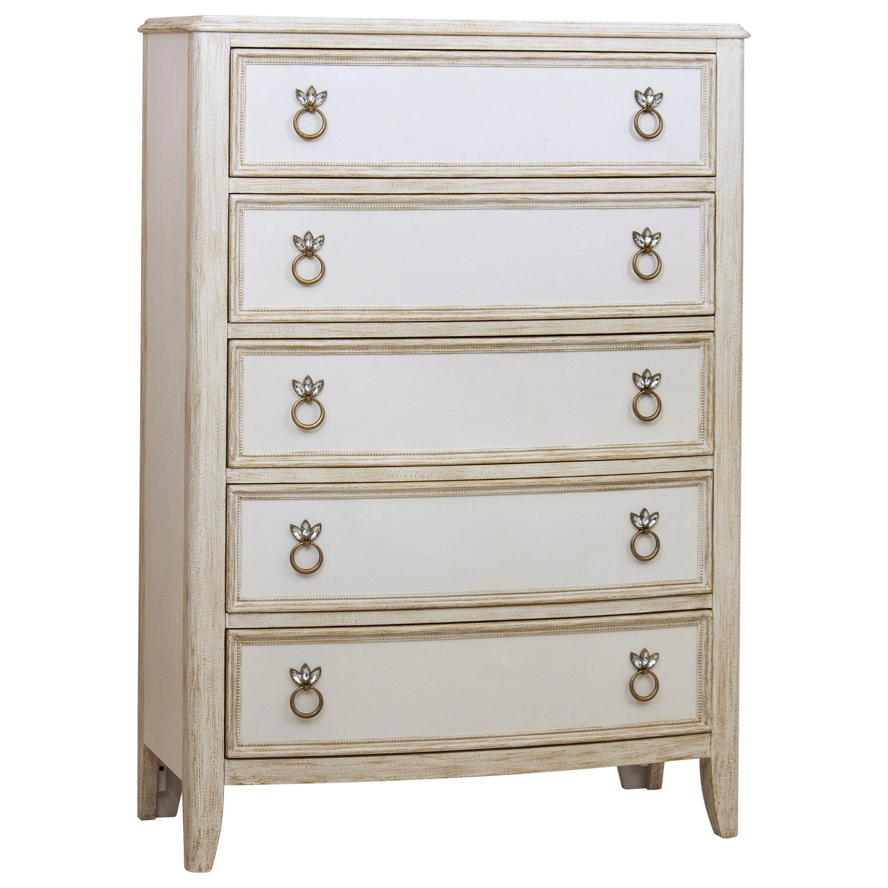 Pulaski Furniture Reece P118124 Glam 5 Drawer Chest With Jewelry