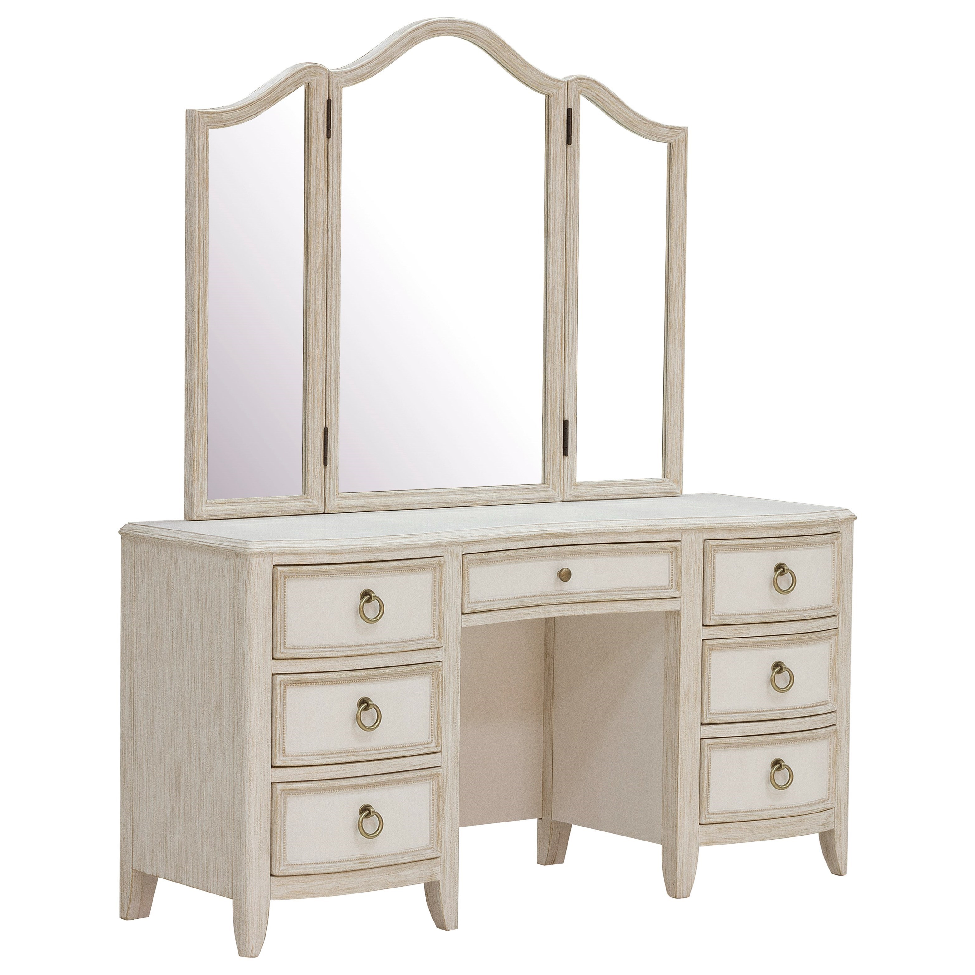 Pulaski Furniture Reece Glamorous 7 Drawer Vanity And Mirror Set