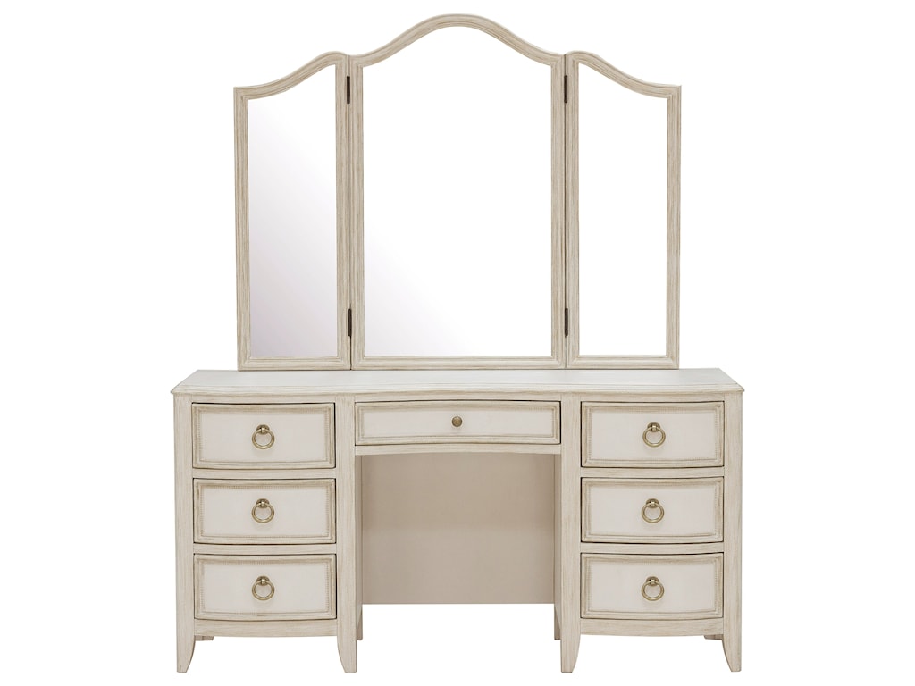 Pulaski Furniture Reece Glamorous 7 Drawer Vanity And Mirror Set