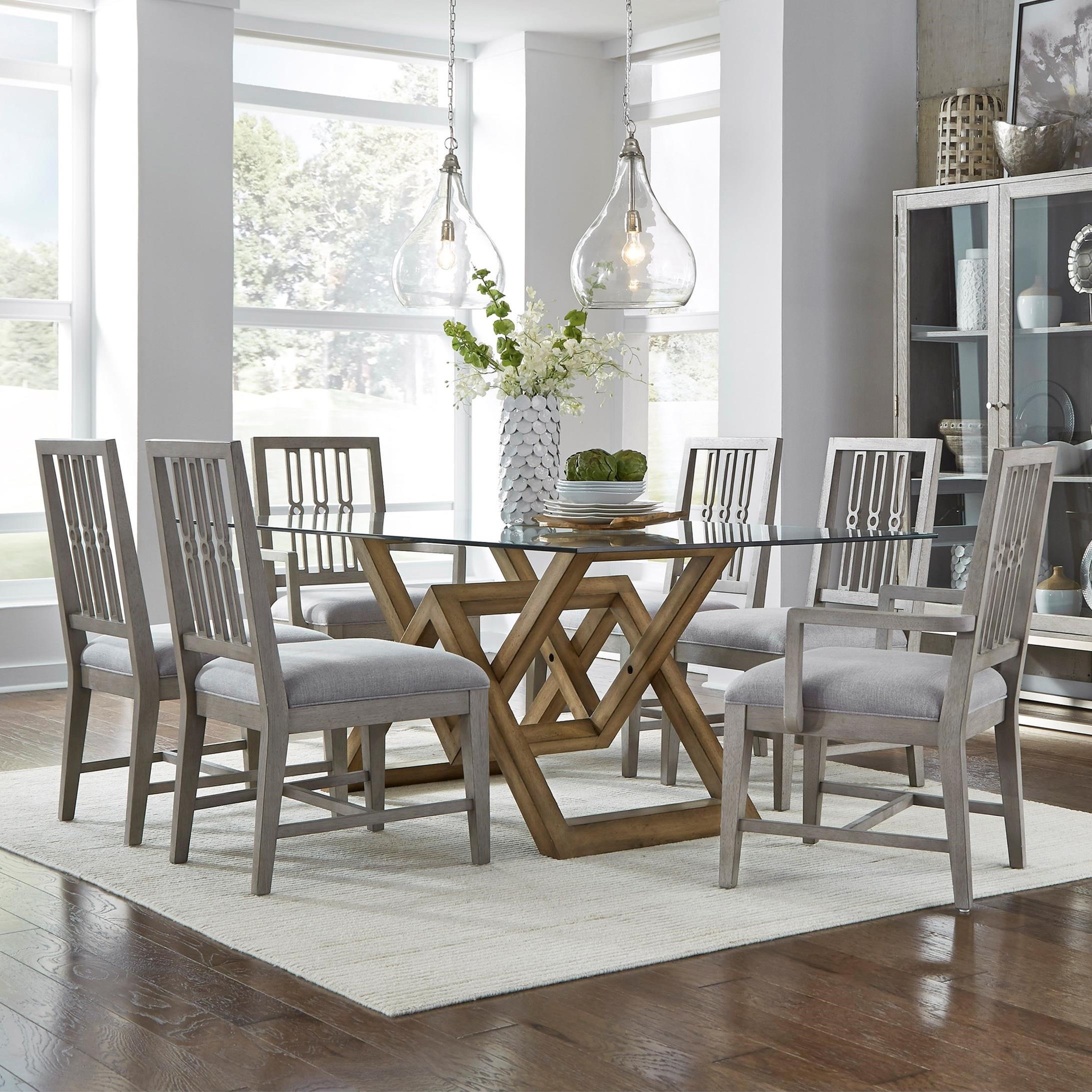 Pulaski Furniture The Art Of Dining 7 Piece Glass Top Table And