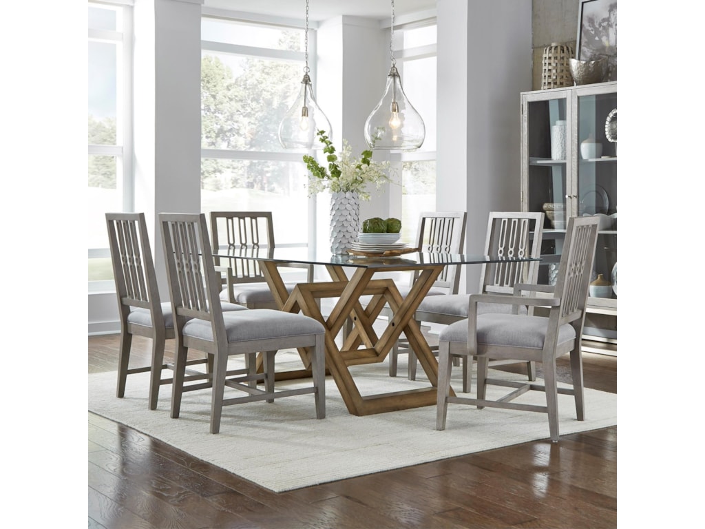 Pulaski Furniture The Art Of Dining 7 Piece Glass Top Table And