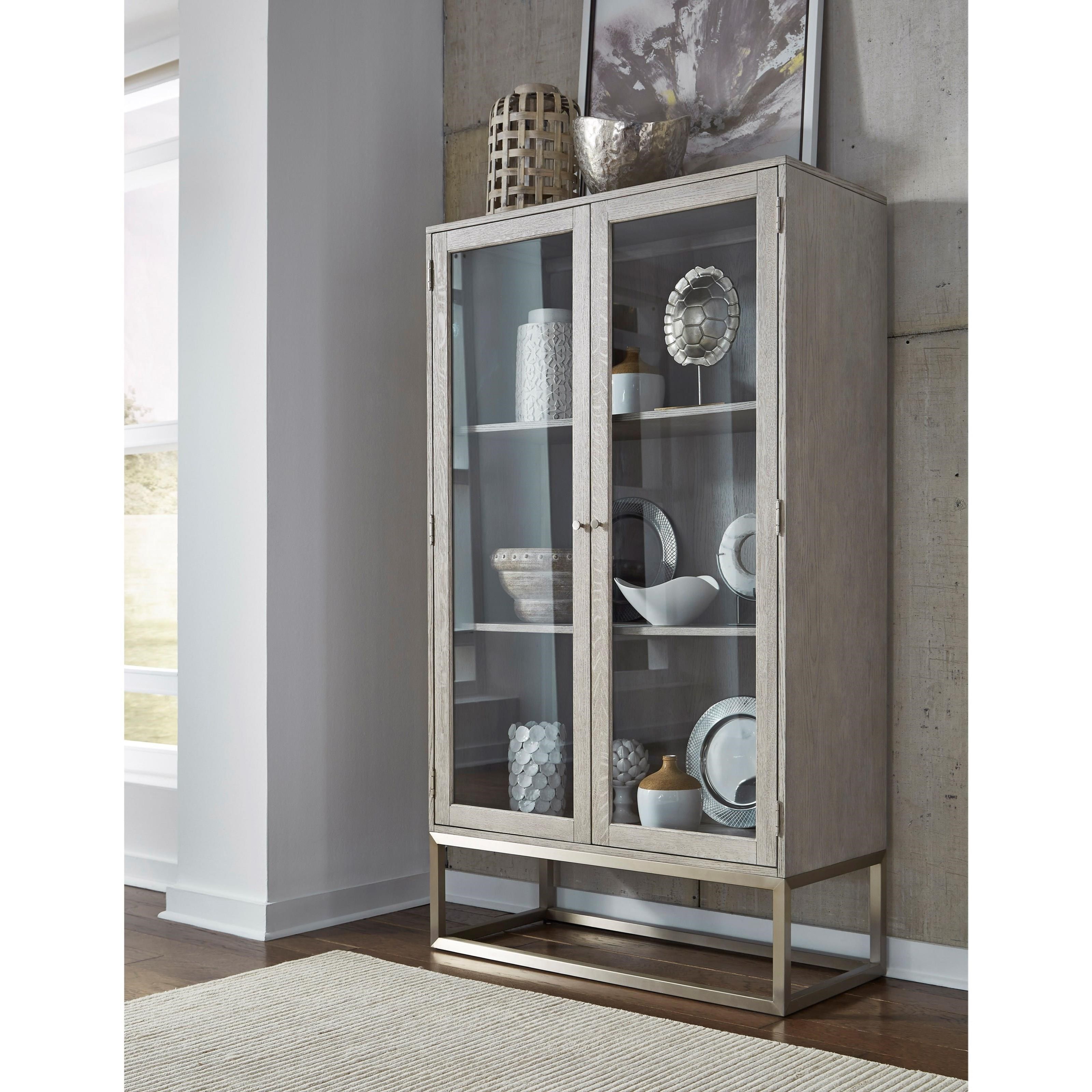Pulaski Furniture The Art Of Dining Contemporary China Cabinet In Washed Gray Finish Westrich Furniture Appliances China Cabinets
