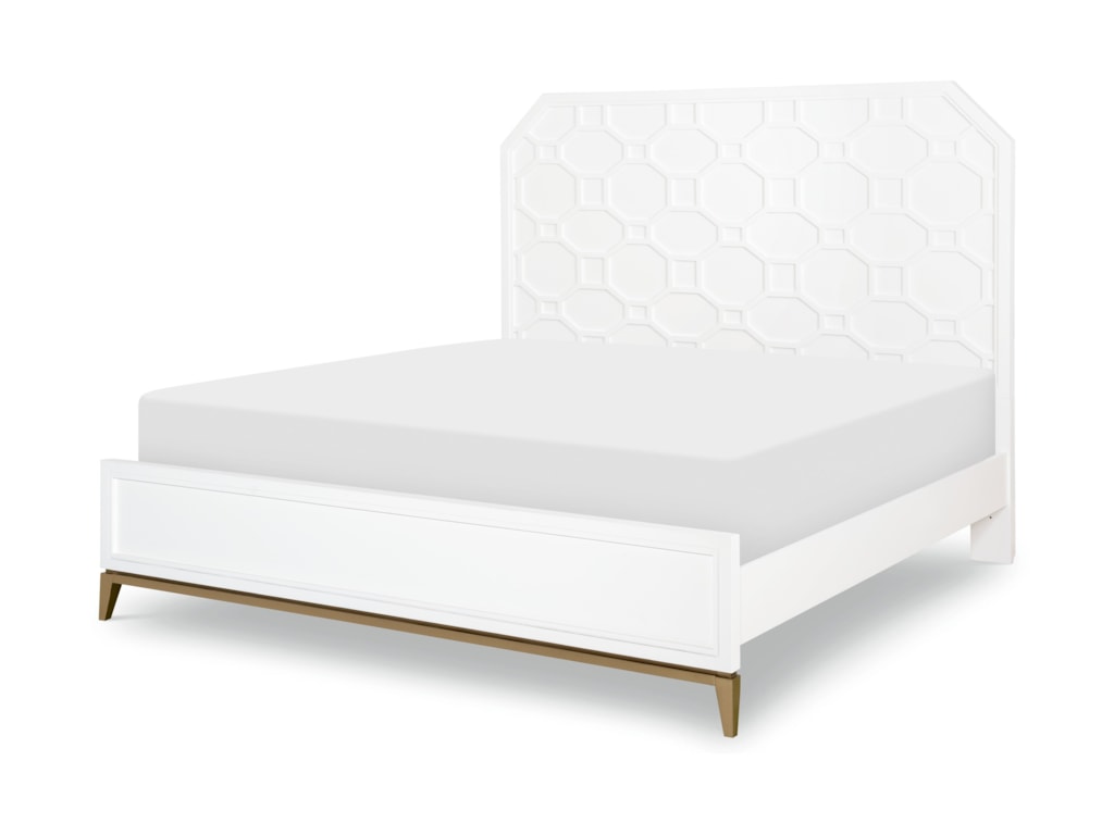 Chelsea Contemporary Queen Panel Bed With Gold Accenting Sadler S Home Furnishings Platform Beds Low Profile Beds