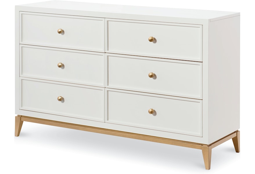 Chelsea 6 Drawer Dresser With Gold Accents Virginia Furniture