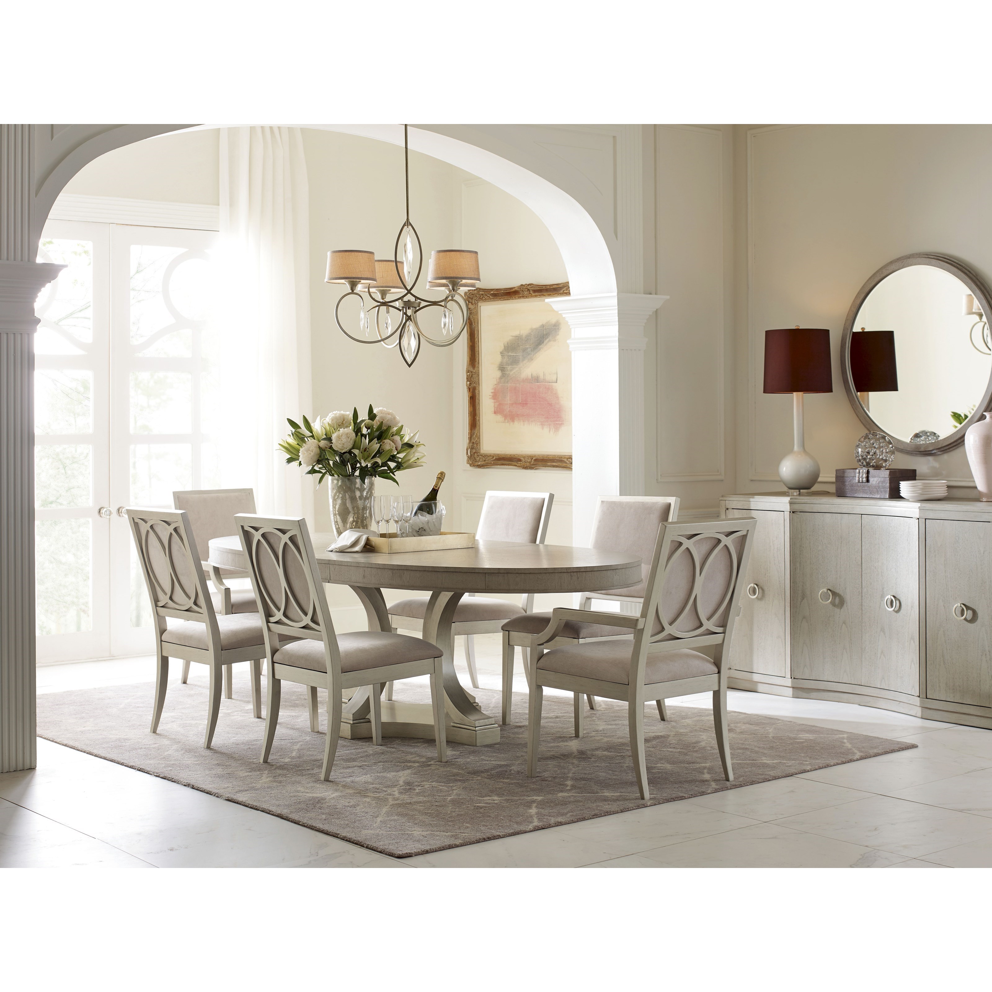 Rachael Ray Home By Legacy Classic Cinema Oval Single Pedestal Dining Table Belfort Furniture Dining Tables
