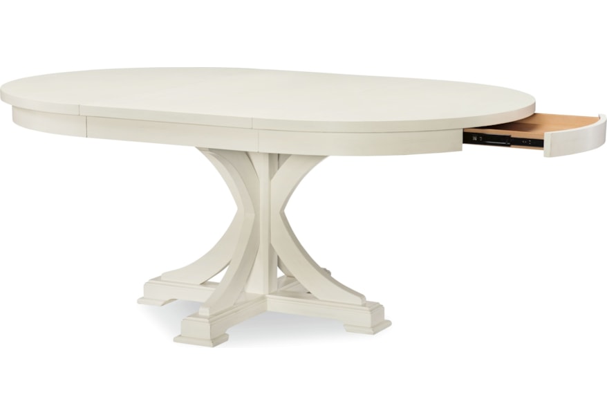 Rachael Ray Home By Legacy Classic Everyday Dining Round To Oval Dining Pedestal Table And 4 Oval Back Chairs Stoney Creek Furniture Dining 5 Piece Sets