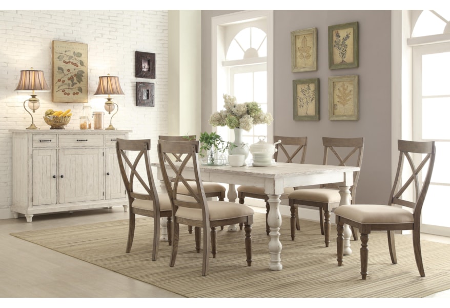Riverside Furniture Aberdeen Rectangular Farmhouse Expandable Dining Table Wayside Furniture Dining Tables
